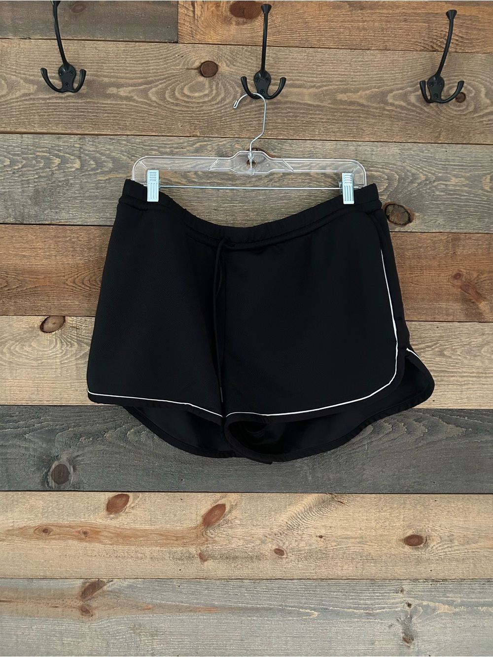 Avia Black Athletic Running Shorts with White Piping
